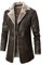 Herren Pelz Lederjacke Flieger Bomber Lammfell Mantel Sherpa Fleece Gefütterte Jacken Herren Kunstpelzjacke (Color : Brown, Size : L)