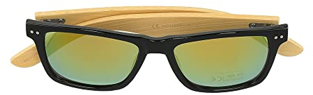 ZT-Tuning Sonnenbrille Bambus mit ZT-Logo - Schwarz/Gelb-verspiegelt