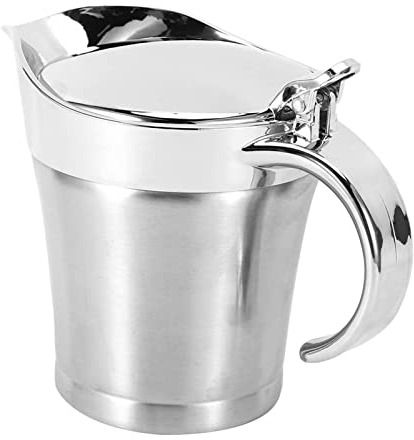 mumisuto SaucièRe Thermique En Acier Inoxydable, 750 Ml Bol à Sauce Double Isolation Avec Couvercle à CharnièRe, RéChauffeur Pour Sauces, Pour Sauce à La Vanille, CrèMe, Mayonnaise Et Lait