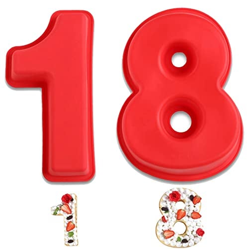 Forme de Gâteau de Nombre,Moule à Gâteau Numéros 3D,Moule Silicone Numero 1 8 Anniversaire,Moule à Gâteau Grand Chiffre,Moule à Gâteau Chiffre pour Fournitures de Gâteau Cuisson Anniversaire Mariage