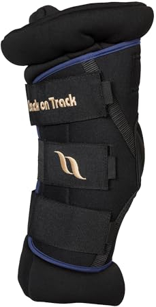 Back on Track Royal Gepolsterte Sprunggamaschen Deluxe mit Löchern, Reitsport-schützende, stützende Pferdegamaschen mit Klettverschluss, Marineblau, Größe M