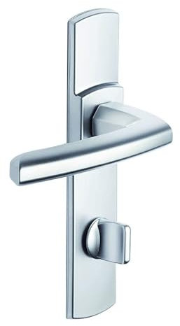 Vachette Set de Poignée de Porte sur Plaque SCULT - Version à Condamnation pour Porte de WC & Salle de Bain - Entraxe 165 mm - Matériau Zamak Résistant - Garantie 10 Ans - Finition Chrome Velours