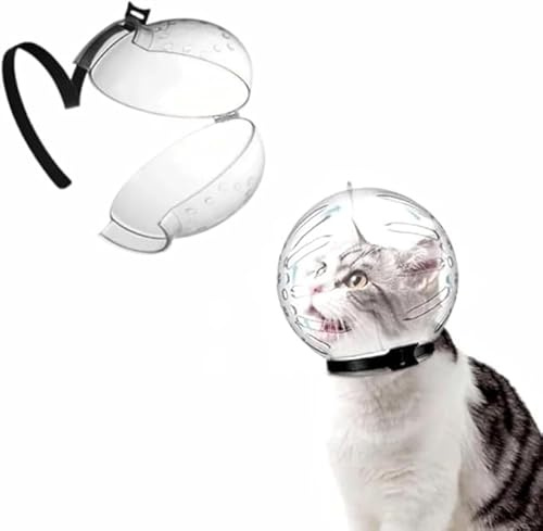 Muselières Transparent pour Chat Respirantes Couvercle De Protection De Tête De Chaton Anti-Morsure Capuche Réglable Astronaute pour Chat Muselières pour la Coupe des Ongles et Le Bain de Chaton