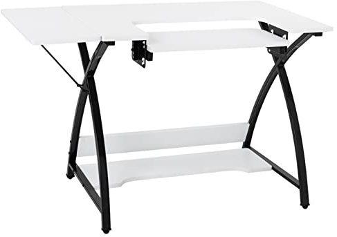 Computer Desk Desk Study Table Multipurpose Sewing Machine Table Cutting Table Worktable Desktop PC Desk with Adjustable Drop Down Platform Sturdy Durable Steel Frame Office Desk