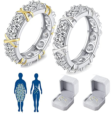 QKKO Magnetischer Zirkon-Shaping-Kreuz-Voll-Moissanite-Diamant-Ring, neuer magnetischer Zirkon-Shaping-Ring zur Gewichtsabnahme, Sterlingsilber X Criss Cross-Ring (2pc Mix,#8)