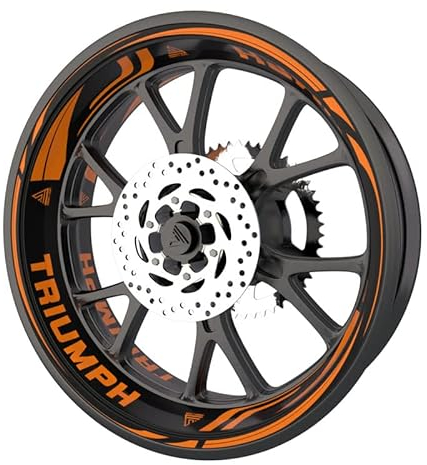 Triumph Motorrad-Felgen-Sticker Komplettset (Aufkleber für 2 Felgen) (Orange)