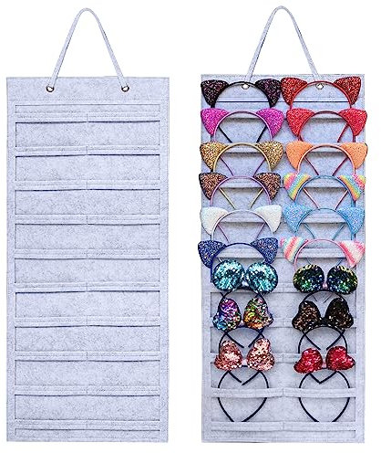 SMUK Hanging Headband Holder Organizer for Girls, Wall-mount Headband Storage Display for Women, Head Band Hair Accessories Organizer On Wall, Door, Wardrobe