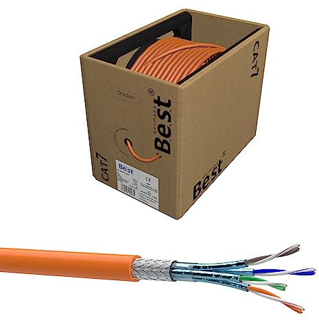 Germany B.e.s.t Cavo di rete CAT 7, 200 m, S/FTP LAN, in rame puro, 10 Gbit/s, adatto PoE+, LSZH, cavo dati Ethernet per Internet ad alta velocità e installazione di rete