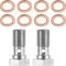 Unifizz Lot de 2 boulons banjo en acier inoxydable AN3 3/8-24 Filetage Turbo pour ligne de frein avec rondelles en cuivre Longueur 20 mm