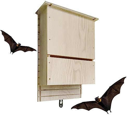 Casette per pipistrelli da esterno, rifugio per pipistrelli in legno, rifugio per pipistrelli in legno, riutilizzabile, decorazione in legno per ibernazione all'aperto nel tuo giardino cortile