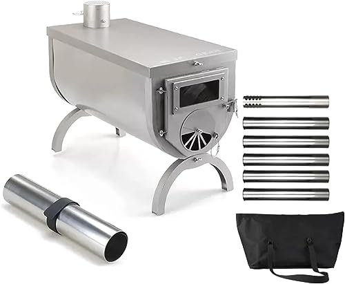 HACSYP Campingkocher, tragbarer Warmzeltofen, Camping-Holzöfen – inklusive rostfreier Kaminrohre, for den Außenbereich (Color : Titanium Alloy, Size : 2.5M Chimney Pipe)