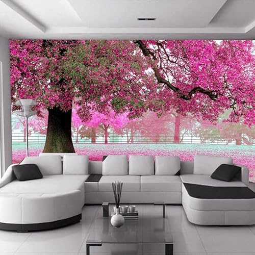YOITS Photo Wall Paper 3D Romantic Cherry Tree Tv Background Home Wallpaper Decor Living Room Sofa Wall Mural Wallpaper Murales （W） 400×（H） 250CM