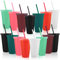 15 Pack Colourful Glitter Cold Cups Bulk, 700ml Reusable Plastic Cups with Lids, Party Tumbler Cup Travel Mug for Iced Coffee Smoothie Milkshake Birthdays Gifts (7 Colors)