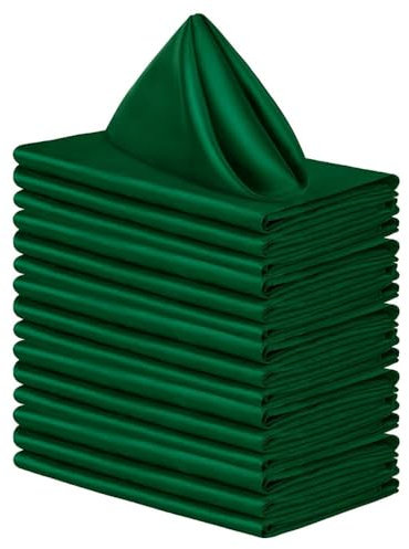 Wambere 12 Stück Stoffservietten Servietten Quadratisch,Wiederverwendbare Napkins Cloth,Waschbare Servietten Stoff,Tischdekoration für Indoor Outdoor Partys Hochzeit Geburtstag Familie,Grün,43x43cm