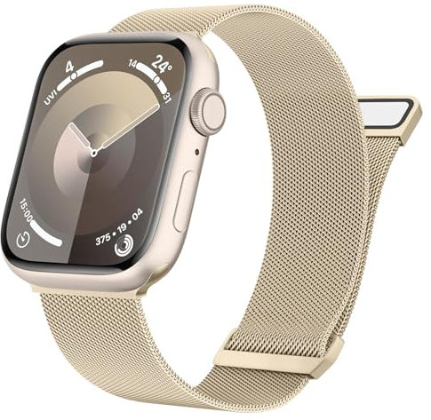 Oumida Bracelet Compatible avec Apple Watch 38mm 40mm 41mm, Métal Bracelets en Acier Inoxydable avec Aimant pour iWatch Series 9 8 7 6 5 4 3 2 1/SE, Champagne Or