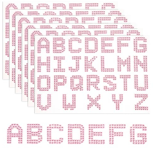 156 Stück Glitzer Buchstaben Sticker, 6 Blattstrass Buchstaben Selbstklebend Diamant-Buchstabenaufkleber Bling-Buchstabenaufkleber für DIY Kunsthandwerk Kleidungsdekoration (Rosa)