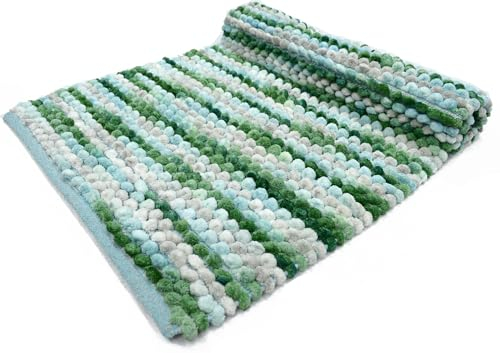 LOOP Badezimmerteppich, Schlafzimmer, rutschfest, waschbar und saugfähig, weich (70 x 140 cm, Grün)
