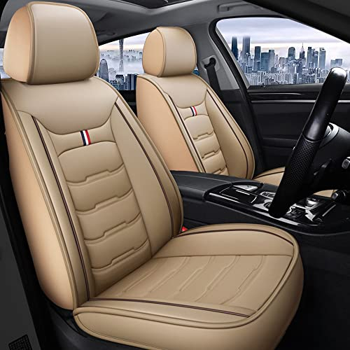 Autositzbezüge für Opel Meriva 2003-2017, 5-Sitze Ledersitzbezüge Allwetter wasserdichtes Komfortabler Autositzbezug Full Set Sitzbezüge Beige