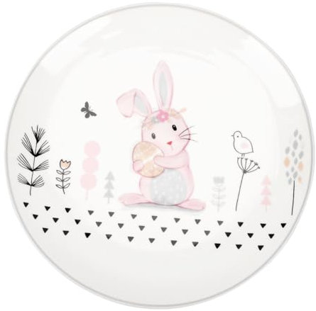 Cabilock Kitchen Bunny Ceramic Plate 8 inch Easter Salad Plate Rabbit Patterns Plate for Casual Dining for Easter Decor