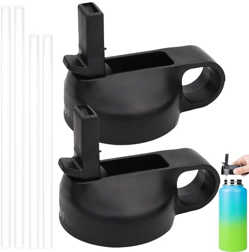 2 pièces Couvercle Paille Bouche, Bouche Standard Couvercles en Paille, Bouchon Sport Bouteilles à Col Large, Bouchon Remplacement pour Gourde Sport, Compatibles avec Plupart Bouteilles d'Eau Sport