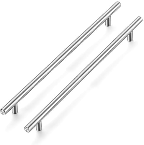 Ravinte 5 Stück Silber Möbelgriffe T Bar Griffe für Küchenschränke 256mm | Rostfreier Edelstahl, Gerader Stangengriff, Für Küchenschränke, Schubladen, Kommoden, Türen, Einfache Möbelaufwertung
