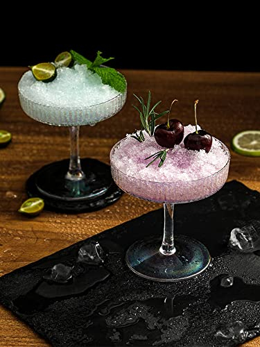 JOROBURO 4 Pcs Martini Verre, Vintage Cocktail Coupe Verres Set Verrerie Cadeau Boîte, Unique Classique Cocktail Galssware Bar Verres à Boire Set Pefect pour Cocktail, Vin, Champagne(#1)