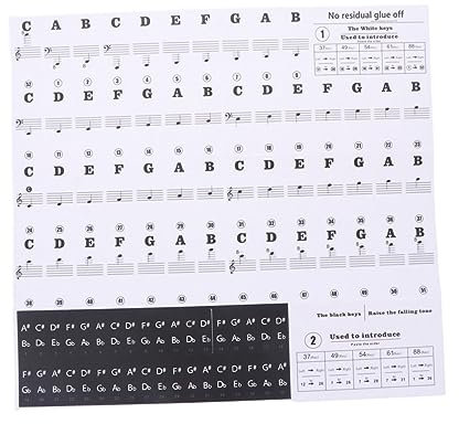 Abaodam Piano Key Stickers Piano Notes Stickers Electronic Organ Accessory Quick Application Guide Included