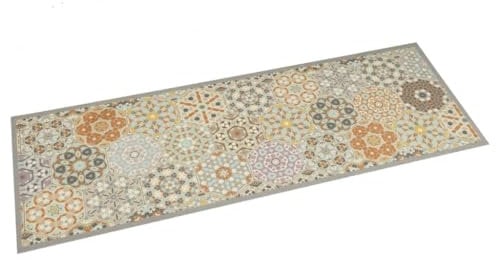 vidaXL Küchenteppich, Küchenläufer rutschfest Waschbar, Teppichläufer für Innen Außen, Teppich Läufer Küchenmatte, Hexagon Pastell 60x180cm Samt