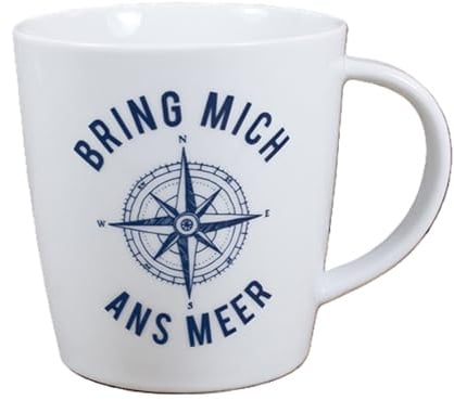 Bow & Hummingbird - 1824021-6 - Kaffeebecher, Maritim, Bring mich ans Meer, Porzellan, 10cm x 9,5cm, 360ml, spülmaschinen- und mikrowellengeeignet