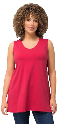 Ulla Popken Damen große Größen Übergrößen Plus Size Top, A-Linie, V-Ausschnitt, ärmellos dunkel rosa 58+ 807291538-58+