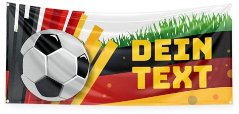 EM Fußball 2024 Banner mit Ihrem Text | Großes Deutschland Deko Partybanner für Europameisterschaft 2024 | Fanartikel Dekoration Fußball Party, Garten und Haus (EM 2024 Banner 2)