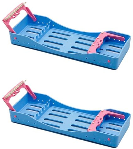 Bceer-EU 2pcs Dental Sterilization Box Composite Resin Filler Spatulas Instrument Placing Case Disinfection Tray Rack Dentistry Tools(Size:S,Color:Blue)