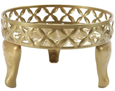 RUVOO Pflanzenregal Blumentreppe Blumenständer Metall-Pflanzenständer, Eisen-Eck-Blumentopf-Ständer, Halter, Rundes Pflanzenregal Aus Eisen Pflanzenständer Blumenregal Blumenbank(Gold)