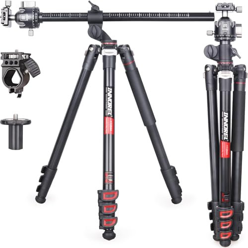 Aluminum Horizontal Tripod INNOREL YT284A Rotatable Multi-Angle Center Column 46mm Low Gravity Ballhead Professional Camera Tripod Monopod for DSLR Video Camcorder Overhead Shooting Load 20kg