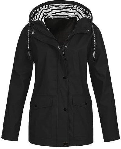 2024 Veste de pluie pour femme VêTements ImperméAbles Femme Veste Coupe-Vent Avec Poches Et Doublure ZippéE Manteau Coupe-Vent De Couleur Unie ImperméAbles Pour Femmes Veste De Pluie Pour Femme