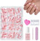 DMQ Ombre Press on Nails Kit with Glue, 240Pcs Short Almond Pink Gradient False Nails, Oval Pink Tips Acrylic Fake Nails, 12 Sizes Glossy Full Cover Stick on Nails for Women Girls Nails Art