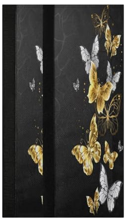 Set di 2 coperture per maniglie del frigorifero, motivo a farfalla, colore nero e oro, stile vintage, per elettrodomestici da cucina, per frigorifero, forno a microonde, forno e lavastoviglie