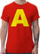 T-Shirt Herren - & - Kostüm Buchstabe A Streifenhörnchen Chipmunk Alvin I Passend für Karneval I Gruppenkostüm Fasching - S - Rot - faschingsshirt Faschings Chipmunks Tshirts Faschings-t-Shirt