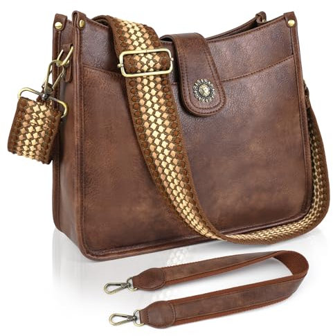 VIMUTI Handtasche Damen Mittelgroß Umhängetasche Crossbody Bag mit Breiter Gurt Schultertasche Hobo Bag veganem Leder Tasche 2 Schulterriemen Kartenschlitz Reisetasche