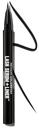 Revlon ColorStay Lash Serum + Liner, flüssiger Eyeliner + Wimpernseru, wasserfester Eyeliner, nährend und verstärkend, Hält bis zu 24 Stunden, Filzstift-Applikator, 001 Blackest Black, 0.48 ml