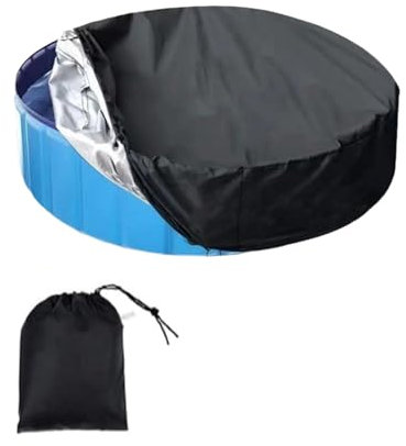 Housse de piscine d'extérieur pliable – 160 x 30 cm – Couverture ronde pour chien résistante aux UV – Idéale pour les piscines pour chiens/jacuzzi/enfants – Étanche à la poussière et à l'eau