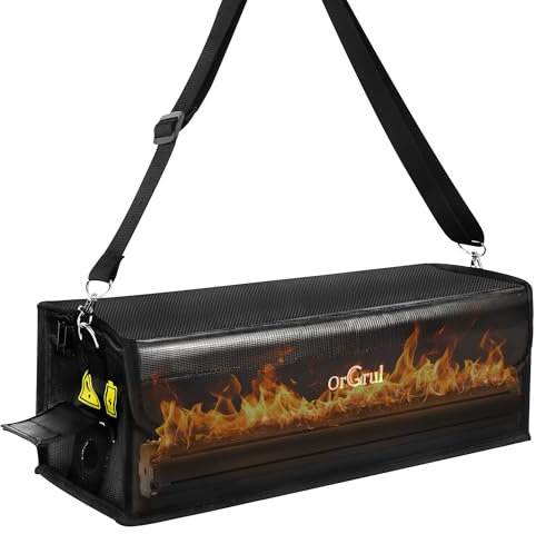 Orgrul Ebike Akku Tasche I Feuerfest bis 1500°C I Wasserdicht & Explosionssicher I Lipo Safe Bag für Lagerung &Transport &Aufladung I Beschädigungen durch Stöße zu vermeiden (41 x 13 x 12 cm)