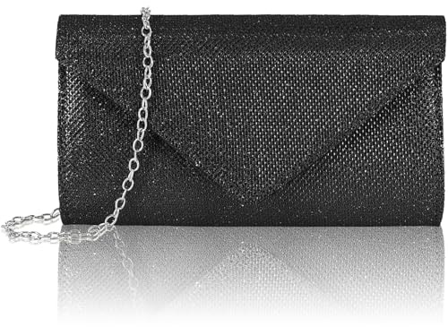 AHLPO Damen Clutch, Glitzer Clutches Abendtasche Brauttasche Cross Body Umhängetasche, Elegante Envelope Handtasche Tasche Kettentasche Schultertaschen für Hochzeit Party Freizeit Date