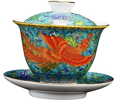 Mipcase Tazze da tè in Ceramica Delicate Set di Tazze da tè con Coperchio e Piattino per Casa per Bar