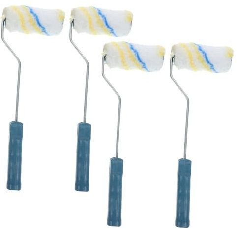 DIYEAH 1 Satz 4 Stück Walzenbürste Farbrollerbürste Malwerkzeug Eckreparaturwerkzeug Pinsel Eckrolle Malerrolle Roller-farbabdeckung Ballaststoff Weiß Zufällige Farbe