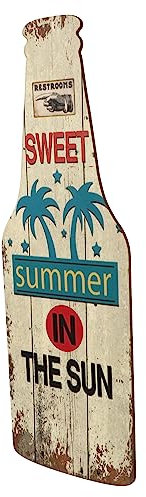 Cabilock Hawaiianische Holzschilderdekoration Schlüssel mit Bier Party Home Akzente Dekorationen Flaschenverzierung wand handwerk Wand Holzhandwerk Wandbär Flaschendekor Weiß