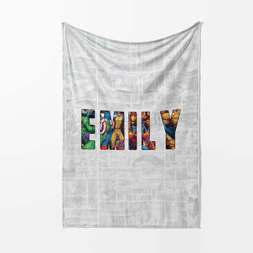 GIFTIMIZED Personalised Superhero Logo Any Name Custom Cosy Blanket Throw | Super Soft | British Made | Decoration Family Pet Kids His Her Gift House Warming Gift