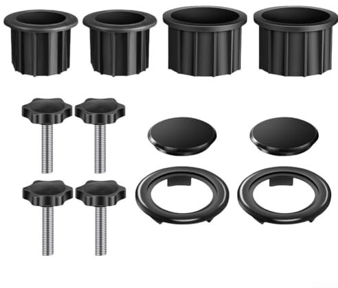 Sun Umbrella Base Bracket Accessories, Garden Parasol Base Adapter Rings Set Umbrella Pole Support System With Plastic Sleeve Inserts Adjustable Stabilizer Kit For Outdoor Stand 38-48mm Black