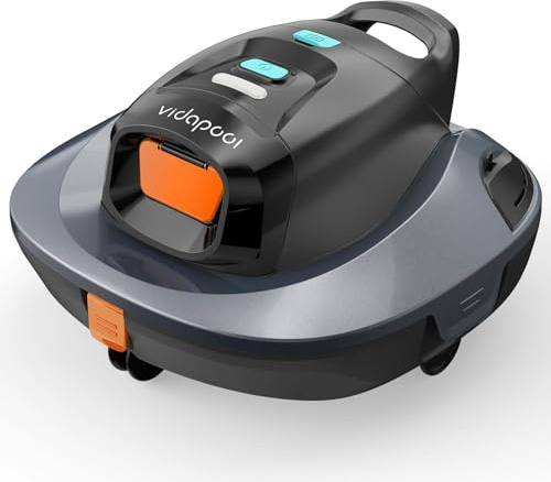Vidapool Robot aspirateur de piscine portable avec indicateur LED, idéal pour les piscines hors sol/plates jusqu'à 80 m², dure 90 minutes - Gris