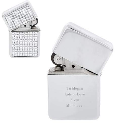 Custom Personalised Engraved Petrol Lighter - Wedding, Father's Day, Christmas, Mother's Day, Birthday (Diamante)